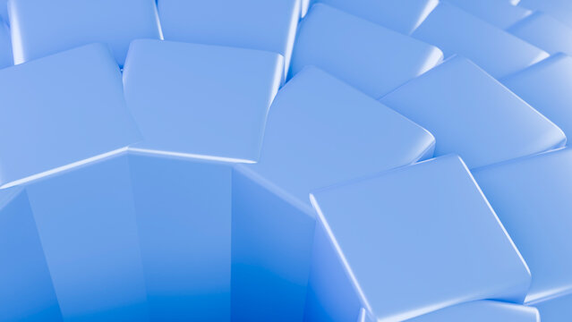 Blue 3d cubes arranged in an abstract circular pattern
