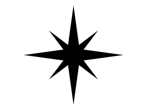 North Star icon isolated on transparent background, eight pointed star shape for navigation or decoration