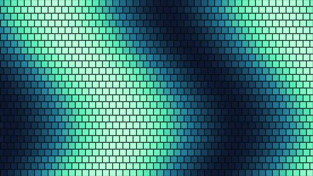 Brick Tile Mosaic Background in Mint Green Teal and Dark Navy Gradient