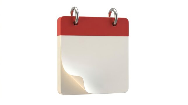 Blank tearoff calendar page isolated on white background