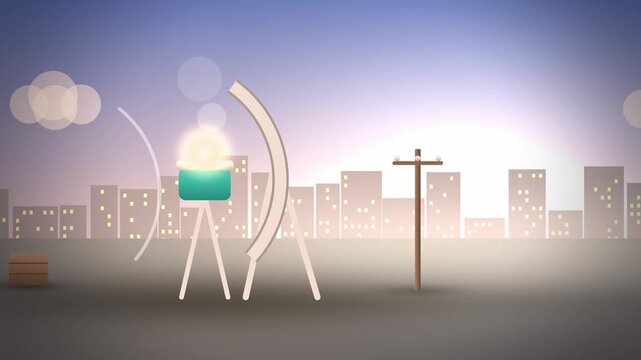 Solar cooker parabolic dish with steaming pot detail view endless loop