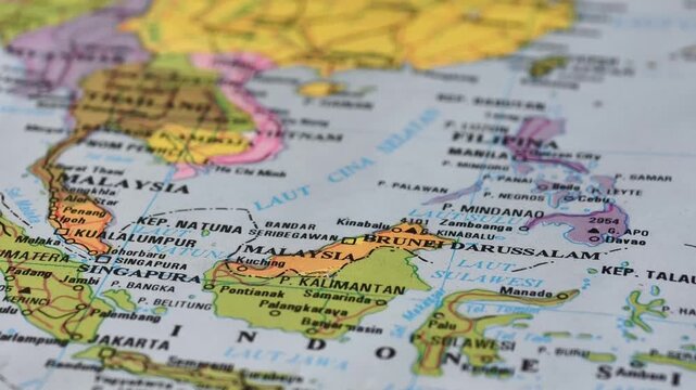 map of Malaysia, Brunei Darussalam, Singapore and Borneo