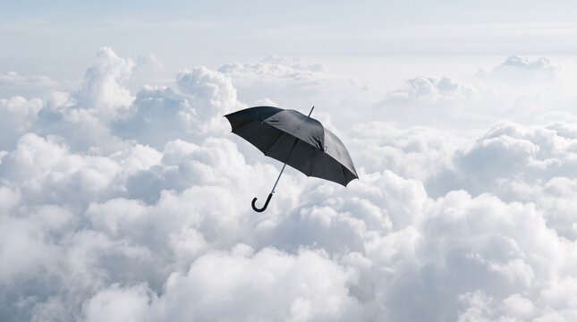 Umbrella Floating in Clouds, Surreal Minimal Concept