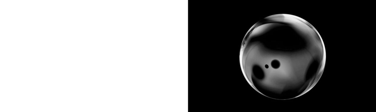 Single large transparent bubble with internal reflections for cosmetic product packaging.