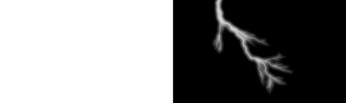 Branching lightning strike with white energy bolts for dramatic event visuals.