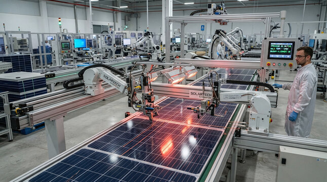 Automated solar cell stringer soldering multi-wire ribbons on silicon wafers