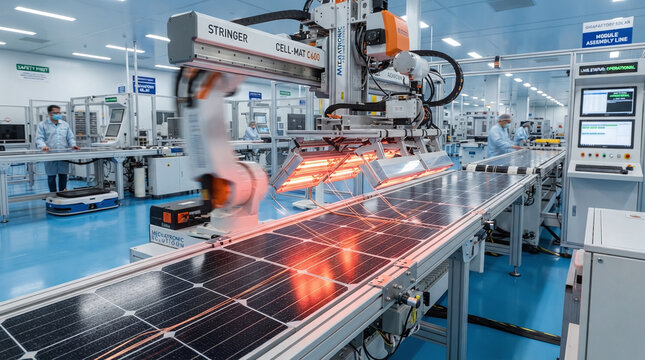 Automated solar cell stringer soldering multi-wire ribbons on silicon wafers