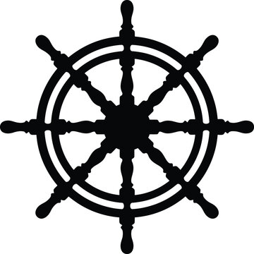 Ship wheel silhouette vector. Helm vector icon