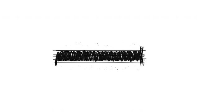 Chaotic Black Scribble Censor Redact Bar Cross Scratch Motion 4K Seamless Loop on White Background for Multiply Overlay