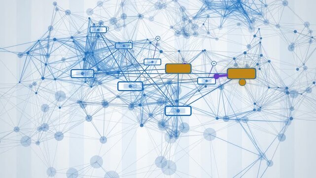 Blue spine and leaf network angled view endless loop