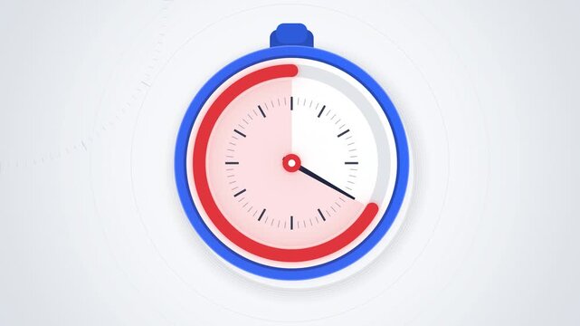 Blue and red kitchen timer dial counting down on clean background