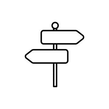 Minimalist directional road sign illustration with two arrows on a pole direction navigation wayfinding signpost