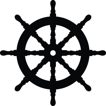 Ship wheel silhouette vector. Helm vector icon