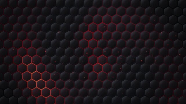 Cyber Hexagon Grid Background with Pulsing Crimson Energy Loop