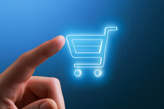 Touch shopping cart icon. Cart Internet Web Store Buy Online E-Commerce concept