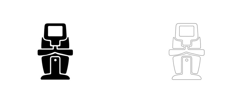Phoropter eye refraction system vector icon filled and outline, vision correction testing equipment symbol.