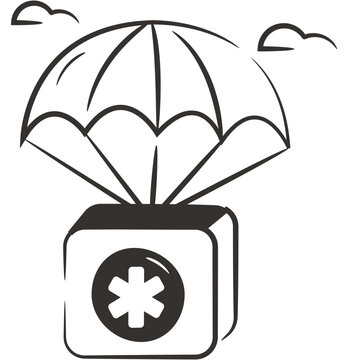 Medical parachute icon, editable vector