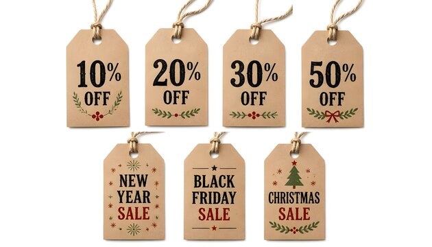 Natural Kraft Paper Hanging Sale Tags Set for Retail Promotions