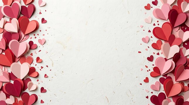 A beautiful valentine's day border of scattered hearts perfect for romantic designs and celebrations