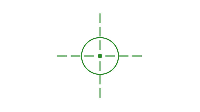 1930s Art Deco shooting target with geometric chevrons. Isolated transparent PNG crosshair overlay for Photoshop and video.