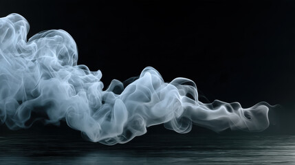 Naklejka premium White smoke swirling on deep black background, ethereal, mysterious, abstract, high fidelity, dense texture