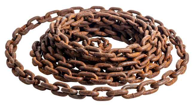 rusty old metal chain png on transparent background