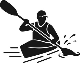 Canoe kayak kayaking paddle rower water sport icon in black flat and line style editable outdoor activity elements isolated on transparent background vector symbol © Asia