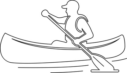 Canoe kayak kayaking paddle rower water sport icon in black flat and line style editable outdoor activity elements isolated on transparent background vector symbol © Asia
