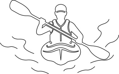 Canoe kayak kayaking paddle rower water sport icon in black flat and line style editable outdoor activity elements isolated on transparent background vector symbol © Asia