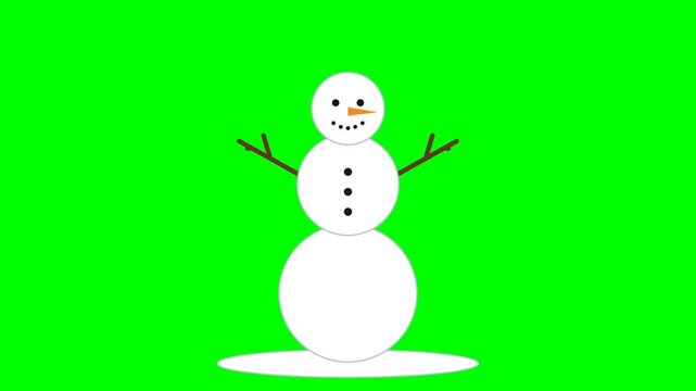 Snowman Assembling Piece by Piece With Red Scarf on Green Screen