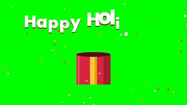Red Gift Box Opening with Confetti Burst on Green Screen