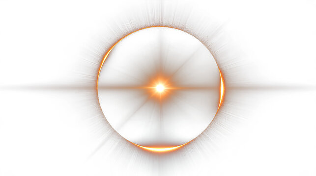 Golden light flare effect, radiating outward with soft glow, ideal for digital design, isolated on transparent background