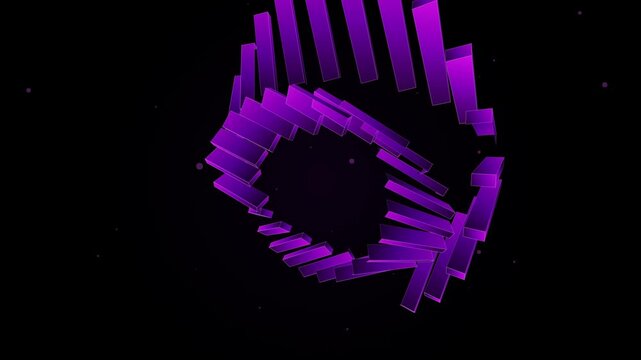 Abstract purple geometric shapes forming a circle animation on a dark background