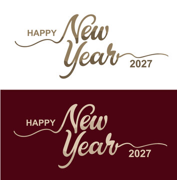 Happy New Year 2027 - Colorful Lettering Typography Logo Design Elements Vector Background Illustration Set