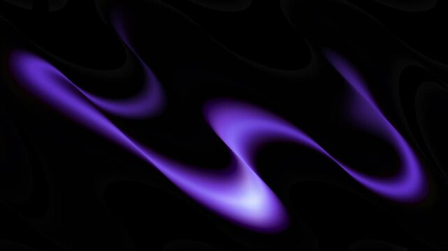 Abstract purple light waves flowing horizontally against a deep solid black background