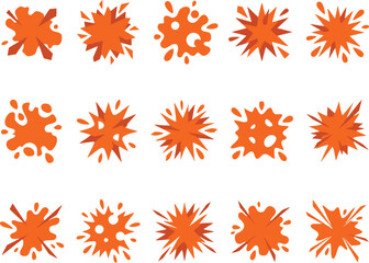 Set of abstract orange vector explosion and splash design elements for graphic projects © Nurul