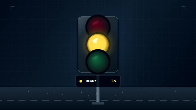 Animation of Glowing Traffic Light Sequence
