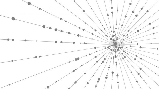 Futuristic Radial Wireframe Network with Dots moving along lines