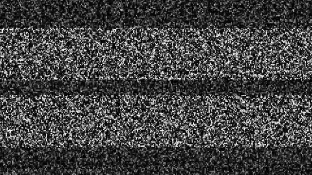 Analog television noise animation with signal interference effect. Broadcast glitch and transmission error indication display. Continuous static pattern element for digital video systems