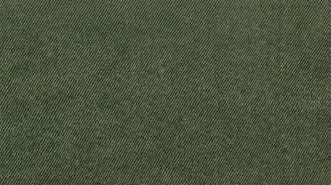 Olive Green Denim Fabric Texture with Diagonal Cotton Twill and Natural Woven Fibers
