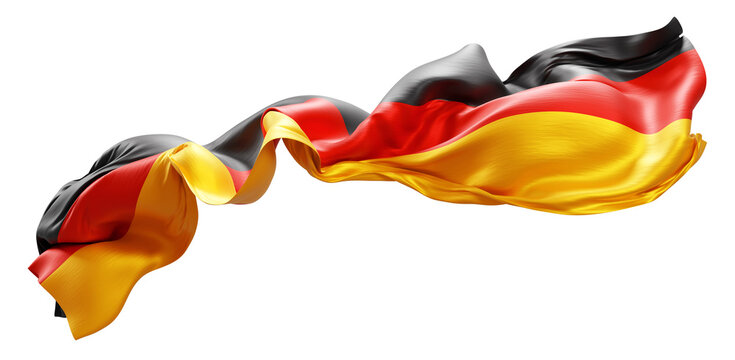 German flag ribbon flowing isolated on transparent background with copy space 3D render