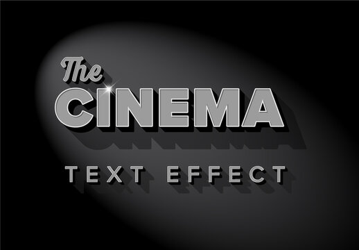 Cinema 3D Editable Text Effect with Old Cinema Silver Lettering