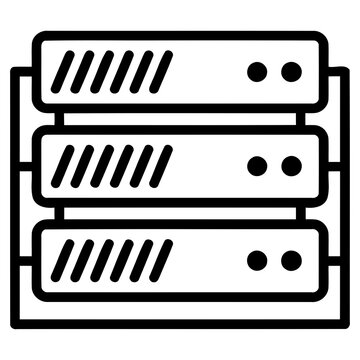 Server rack data center database hardware outline icon