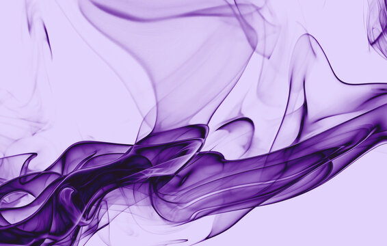 Purple smoke isolated on white background abstract background