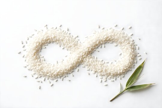 Infinity sign made of glutinous rice as sustainability concept