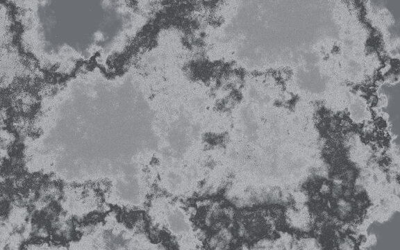 Abstract grunge texture with dark charcoal and light gray mottled patterns, creating a distressed vintage surface effect with organic shapes and weathered aesthetic for artistic backgrounds