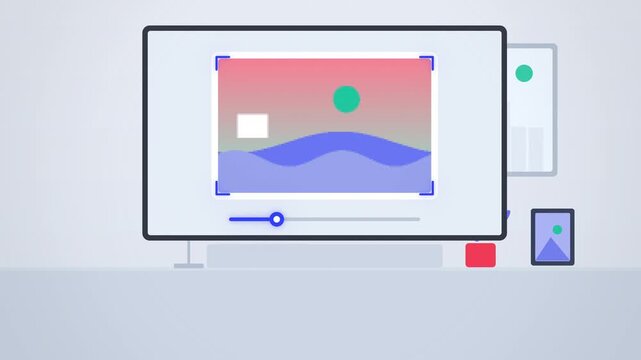 Blue pixelated photo blur on a device in a room data privacy