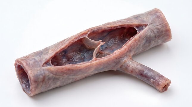 Anatomical model of a human vein with a valve.