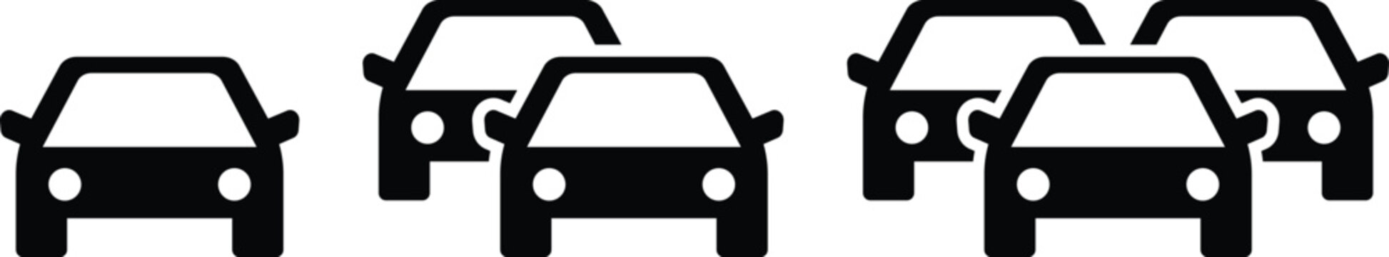 Car vehicle transport icon set. One, two and three Automobile driving symbols. Automotive travel maintenance and highway transit signs. traffic mobility icons collection