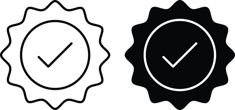 Quality certified badge icon set. Verified seal symbols. Approved guarantee stamp and official mark signs. award badge icons collection